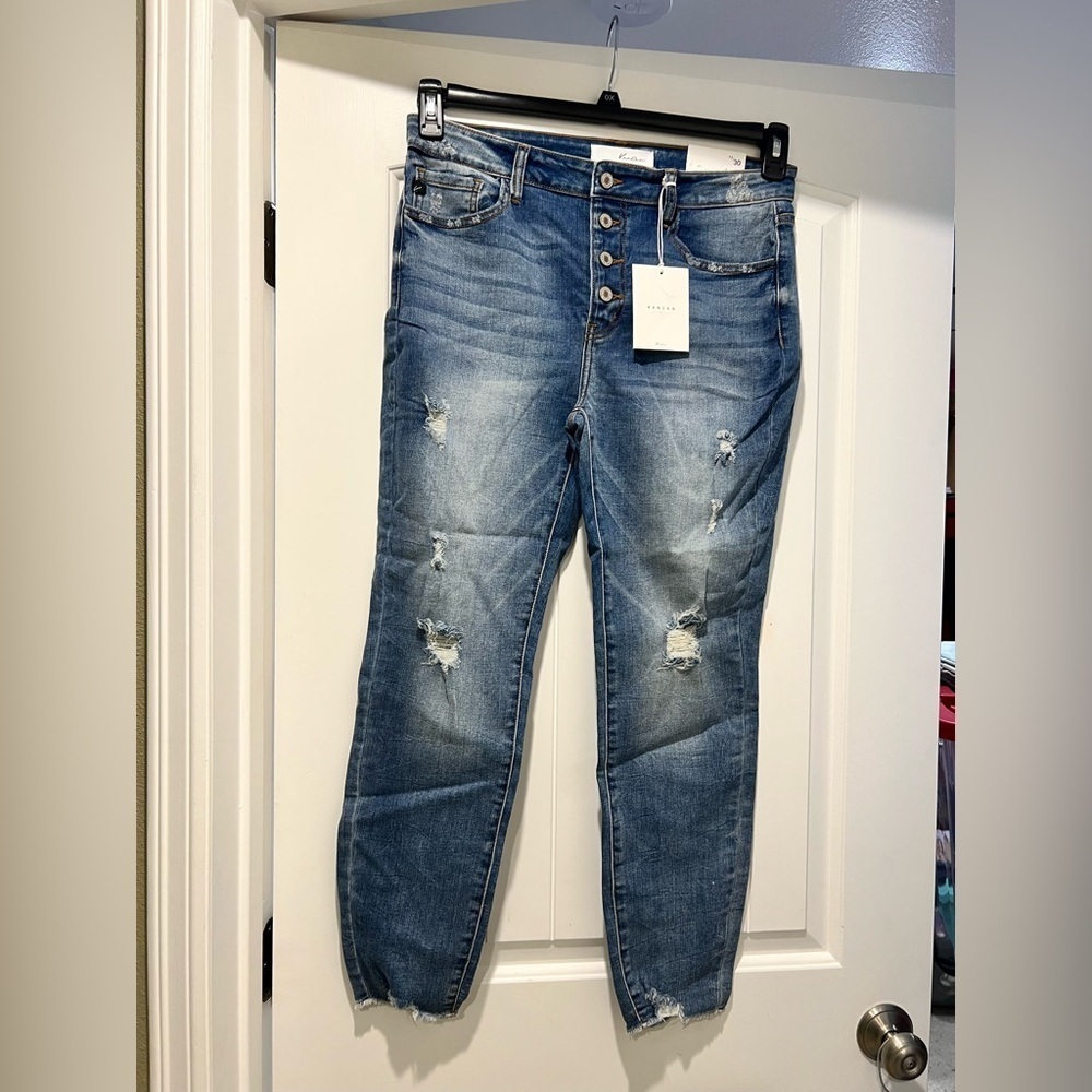 New NWT KanCan jeans distressed 13/30 high rise  ankle skinny